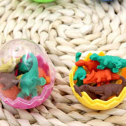 8 Pcs/Pack Erasers Students Stationary Gifts Novelty Dinosaur Egg Pencil Rubber Eraser with Egg School Office Erase Supplies