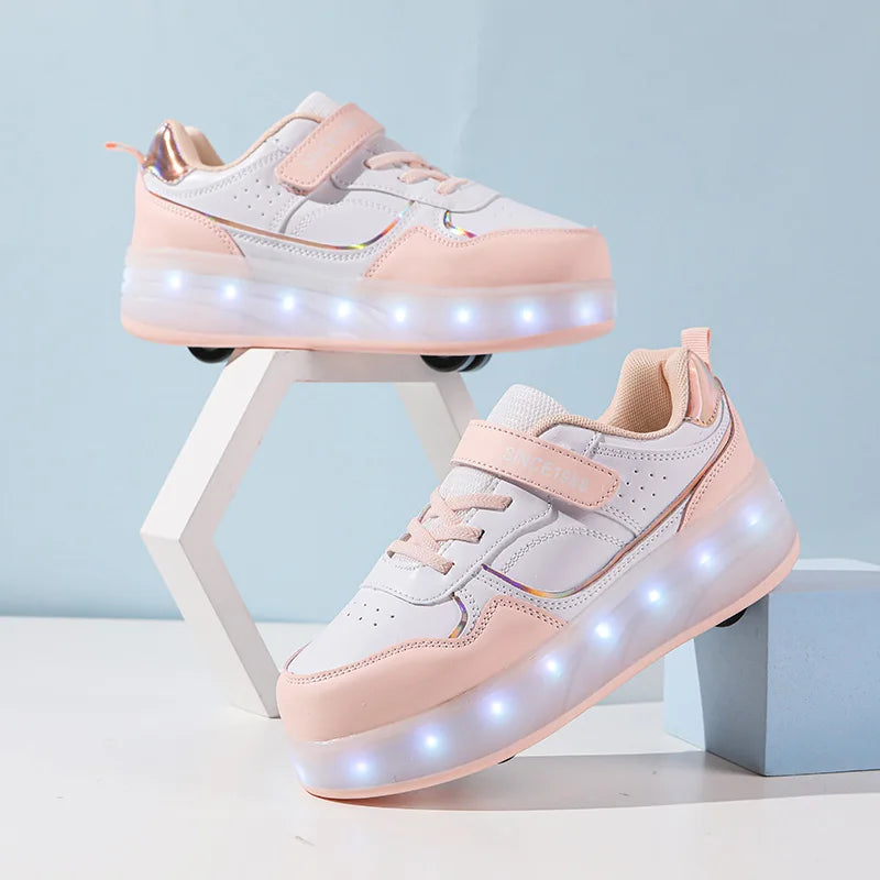 Chaussure a roulette Blanches| StyleGliss™ Rouler comme sur un nuage T:29-38