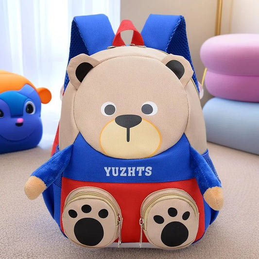 Cute Cartoon Bear Kids Backpack Nursery School Bag Unisex Double Shoulder Bag for Children's Outdoor Activities Snack Bag