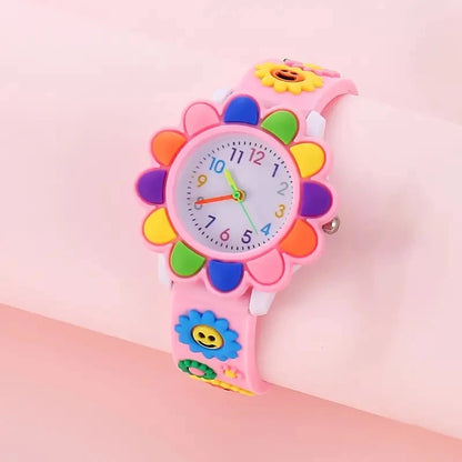 Montre enfant fille| Analogique en sillicone pour apprendre la lecture de l'heure avec 2 aiguilles