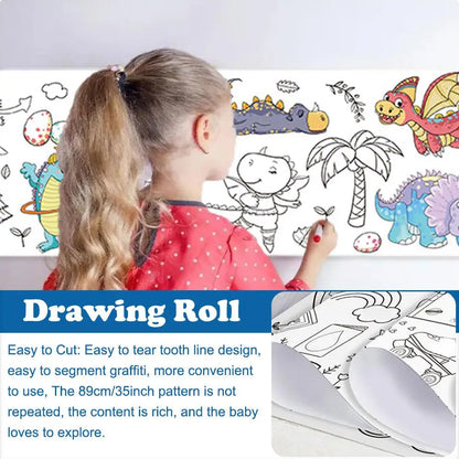 Children's Drawing Roll Sticky Color Filling Paper Graffiti Scroll Coloring Paper Roll For Kids DIY Painting Educational Toys