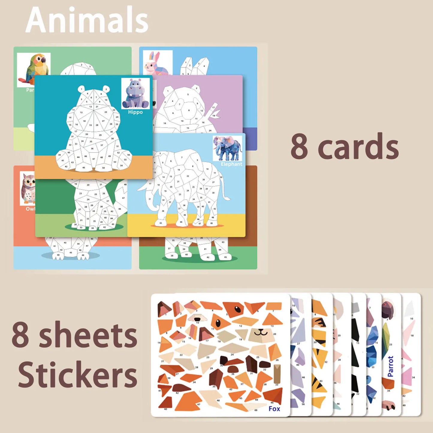8 Patterns Puzzle Stickers Crafts for Kids Sticker Painting Gift Party Favor Creations Animal Vechile Art Play for Kids' Creativ