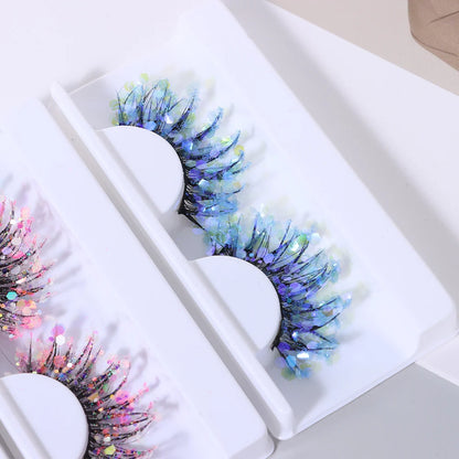 NEW 1 Pair 25mm 3D Luminous Mink Eyelashes Fluffy Dramatic Lashes Messy Long False Eyelashes Makeup Sequins Eye Lashes