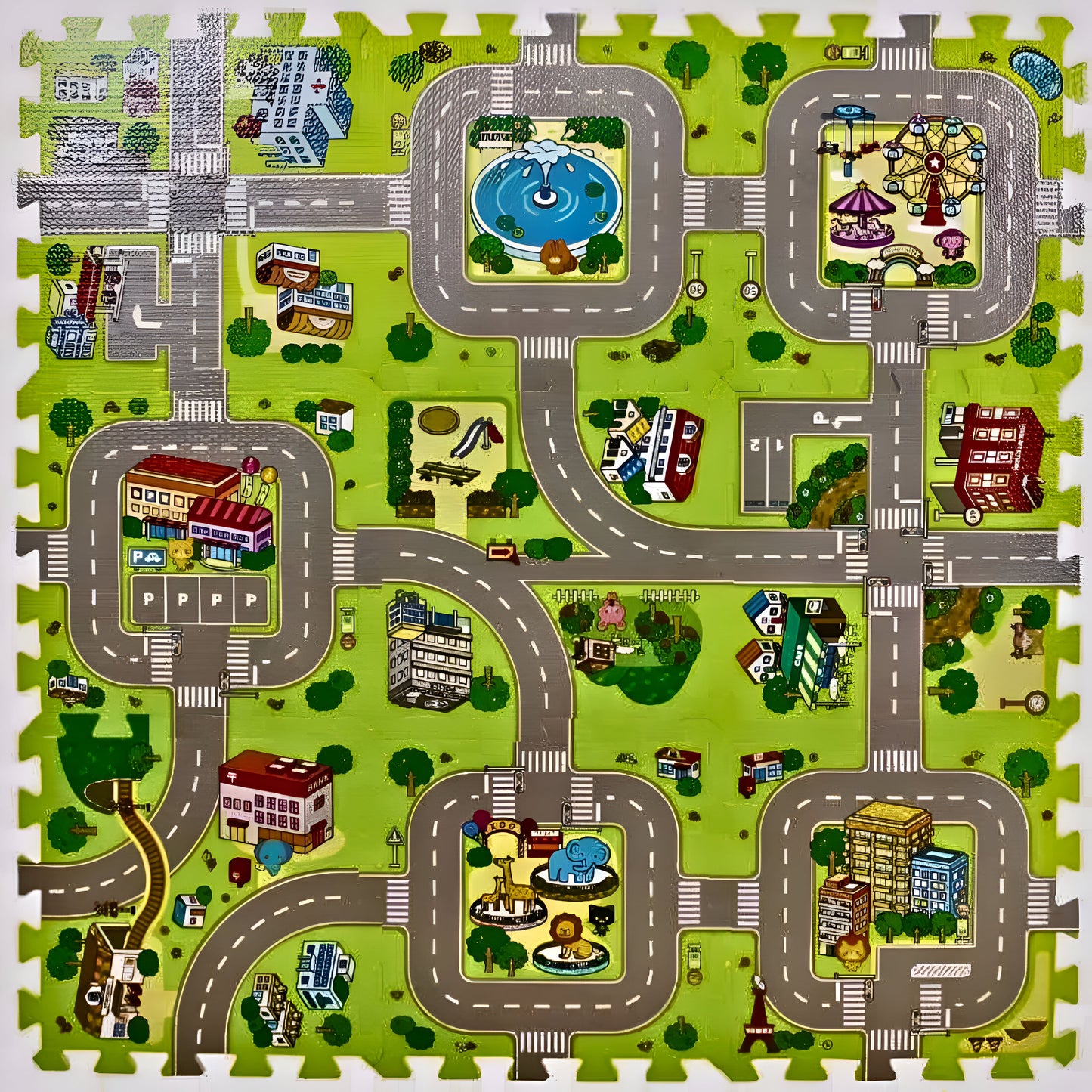 Tapis-Circuit-enfant-puzzle-à-salle de jeux ou chambre à coucher tapis puzzle facile à construire