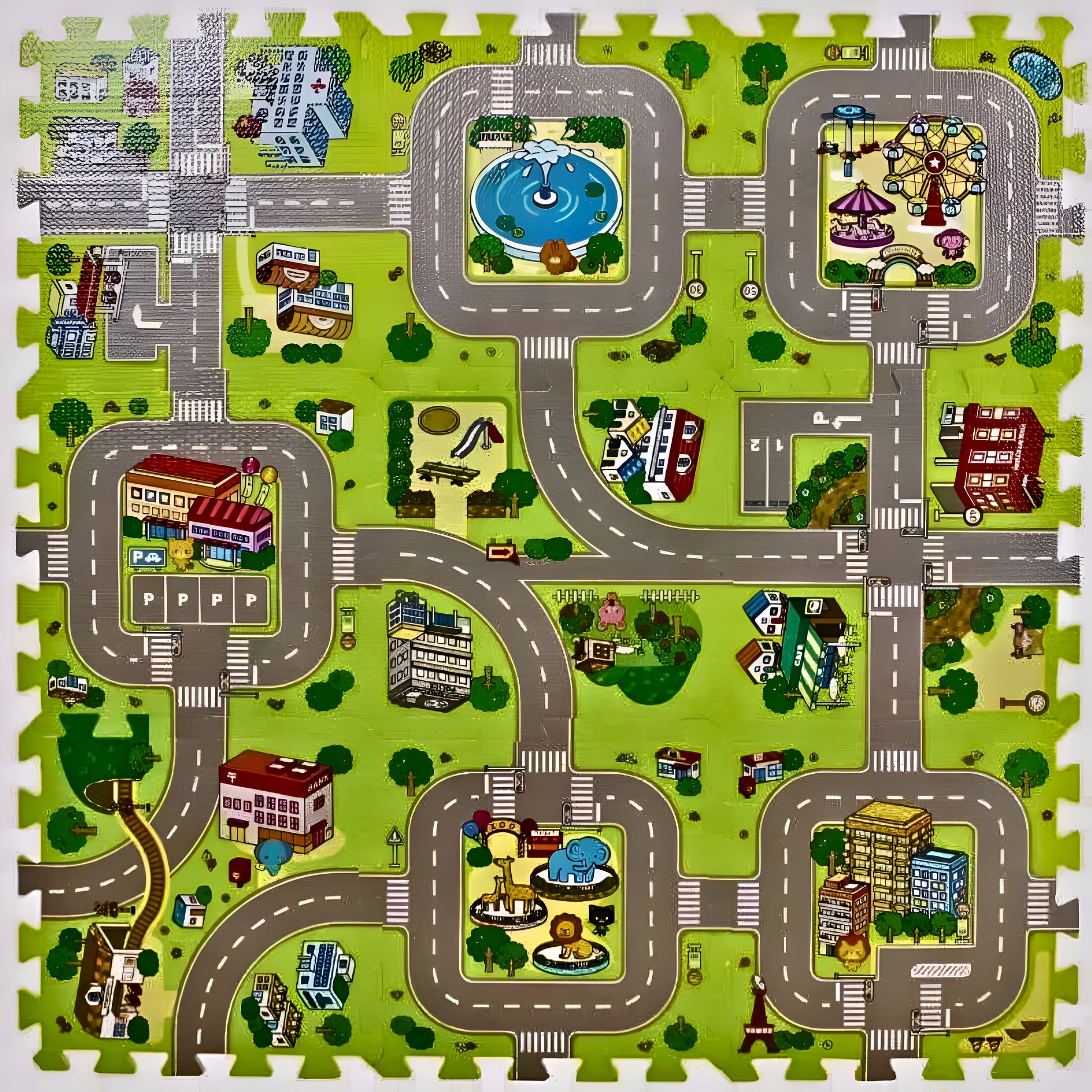 Tapis-Circuit-enfant-puzzle-à-salle de jeux ou chambre à coucher tapis puzzle facile à construire