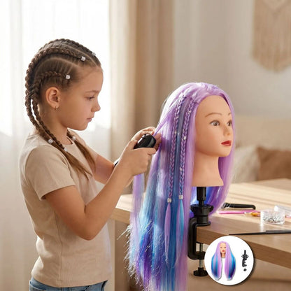  tête à coiffer mauve et bleu  pâle accessoires pour débuter et jouer
