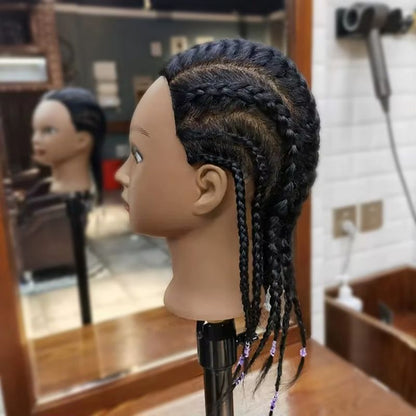 la tete a coiffer afro 100% fait de cheveux humain permet de pratiquer toutes les techniques possibles sur les cheveux humain. fer chaud, teinture, ...