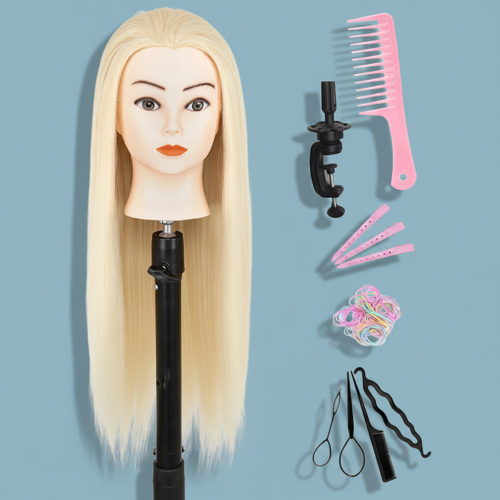 Tête à coiffer blonde et longueur 60 cm accessoires inclus cadeau original 