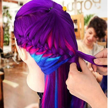  tête à coiffer violette,rose et bleu accessoires pour tresser