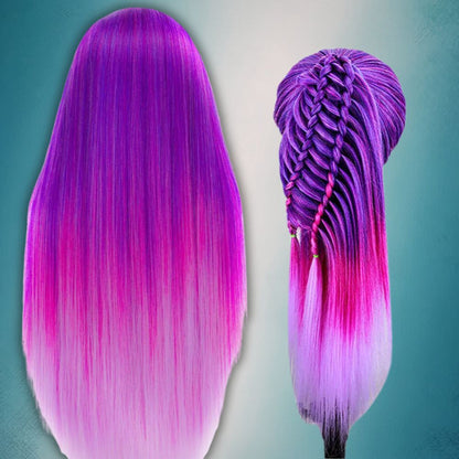  tête à coiffer violette et rose tressage professionnelle