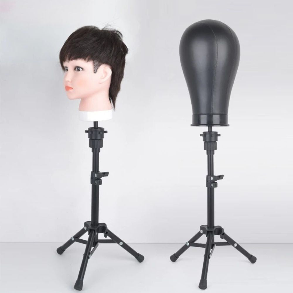 trepied noir pour tete a coiffer ou tête de mannequin pour perruque