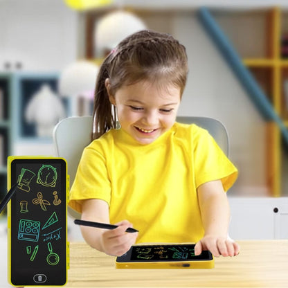 trousse scolaire LCD  jaune our noter ou calculer, effacer et recommencer comme une ardoise magique