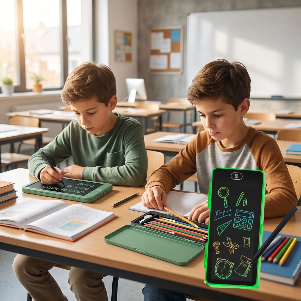 trousse scolaire LCD  verte pour enfant populaire en classe