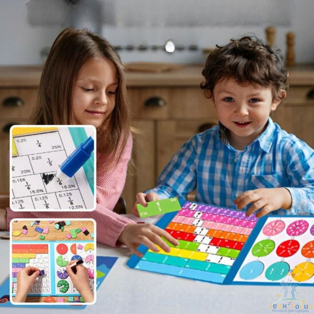 aide au devoir de mathématique le tableau de fraction magnétique