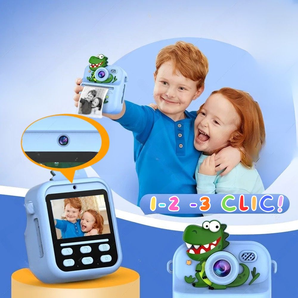 appareil photo enfant instantané modèle anda idéal pour petit de 3-12ans caméra double pour selfie incluse