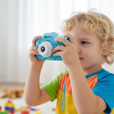 APPAREIL PHOTO ENFANT 3ANS À 12 ANS Robuste, anti choc, dinosaure bleu