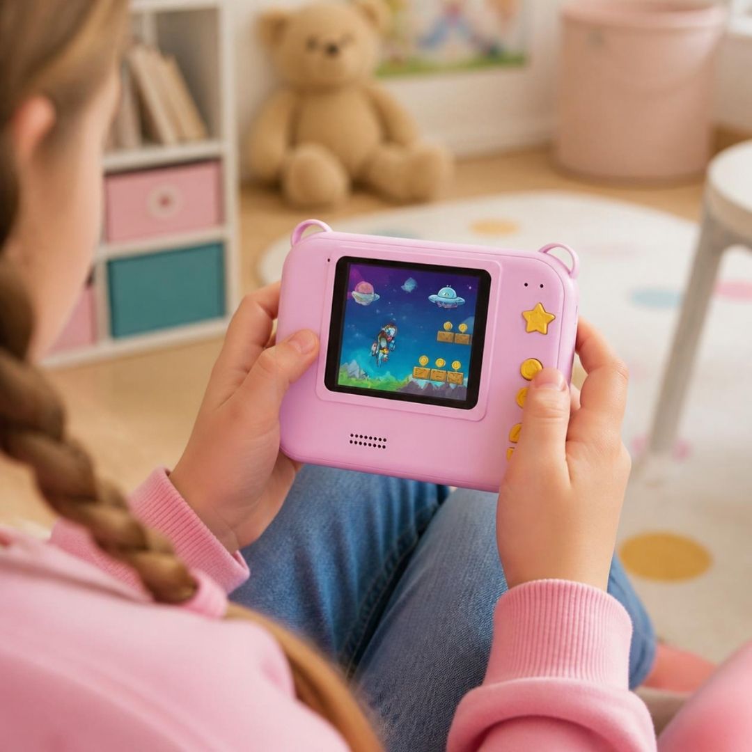 appareil photo enfant instantanné avec jeux video,  intégré