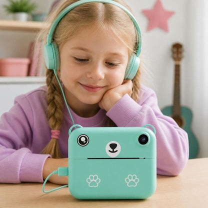 appareil photo enfant instantanné et mini imprimante thermique avec jeux video, lecteur mp3,  