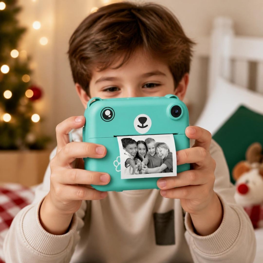 appareil photo enfant instantanné et mini imprimante thermique avec jeux video, lecteur mp3,  