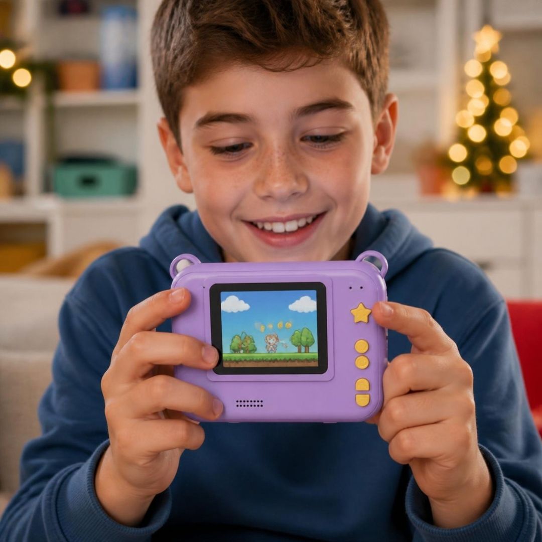 appareil photo enfant instantanné avecjeux video, lecteur mp3, minuterie