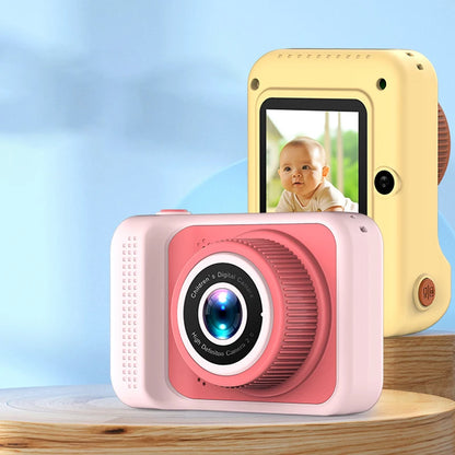 appareil photo numérique rose avec zoom et écran large
