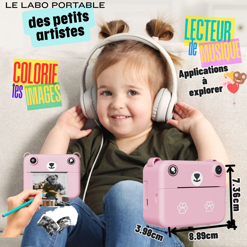 APPAREIL PHOTO INSTANTANÉ ENFANT | Impression Thermique  CLIC-OURSON™ 5+ans