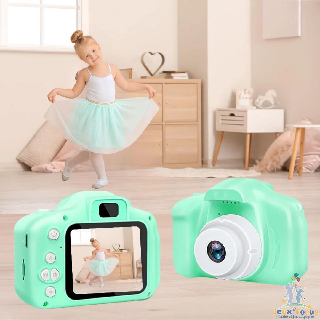  appareil photo enfant vert avec capaité d enregistrement vidéo et jeux  numérique de bonne qualité