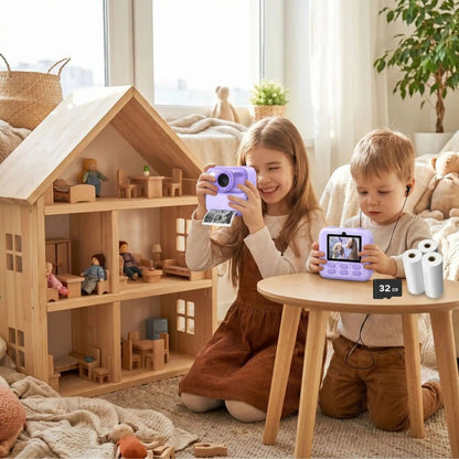 appareil photo instantané enfant de 4 ans à adolescent, carte mémoire de 32GB facile d'utilisation jeux numérique inclus