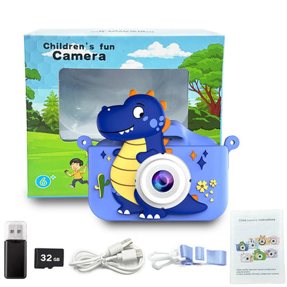 cadeau idéal pour garçon le mini appareil photo pour enfant anti choc dinosaure inclus clé usb et carte sd