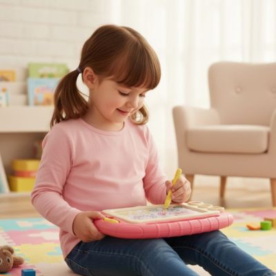 ardoise magique rose la tablette dessin   enfant  jeu solitaire et autonome pour petit de 2-6 ans