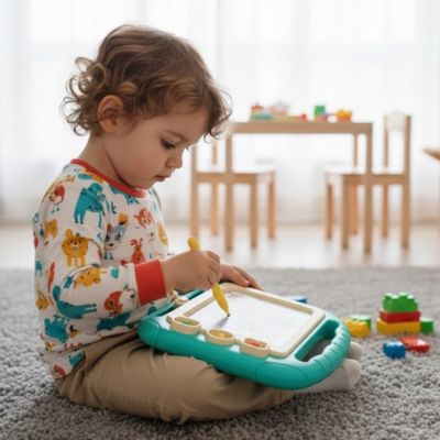 ardoise magique verte turquoise la tablette dessin  avec etampe effacer et recommencer