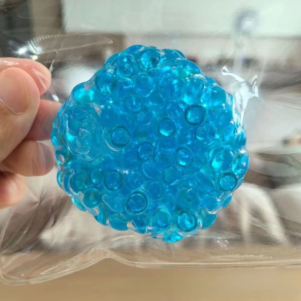 balle anti-stress avec perles bleue