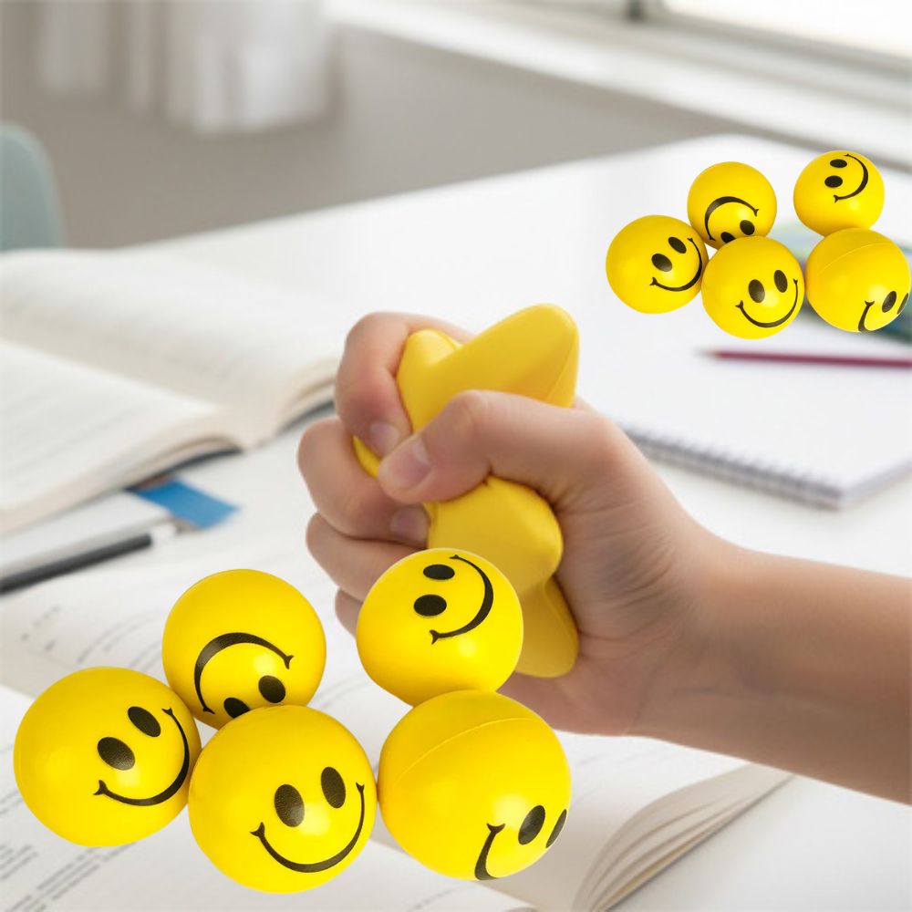 balle anti stress smiley jaune