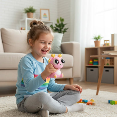 balle anti stress enfant Dragon rose funny eyes 