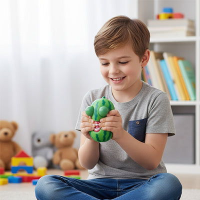balle anti stress enfant melon d'eau presser et yeux gonlent