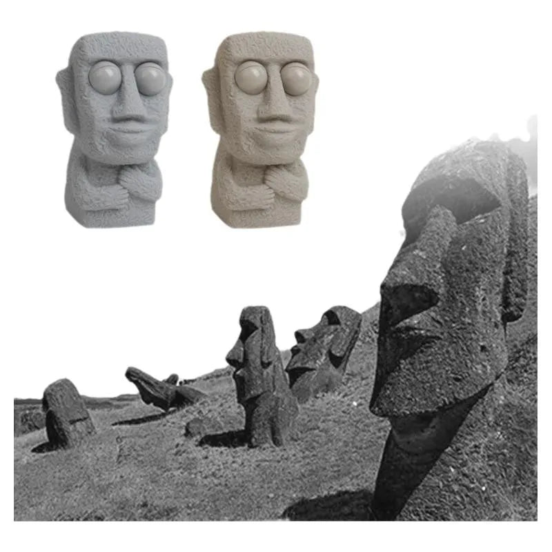 balle anti stress enfant stone man   yeux rigolos statue Moai  