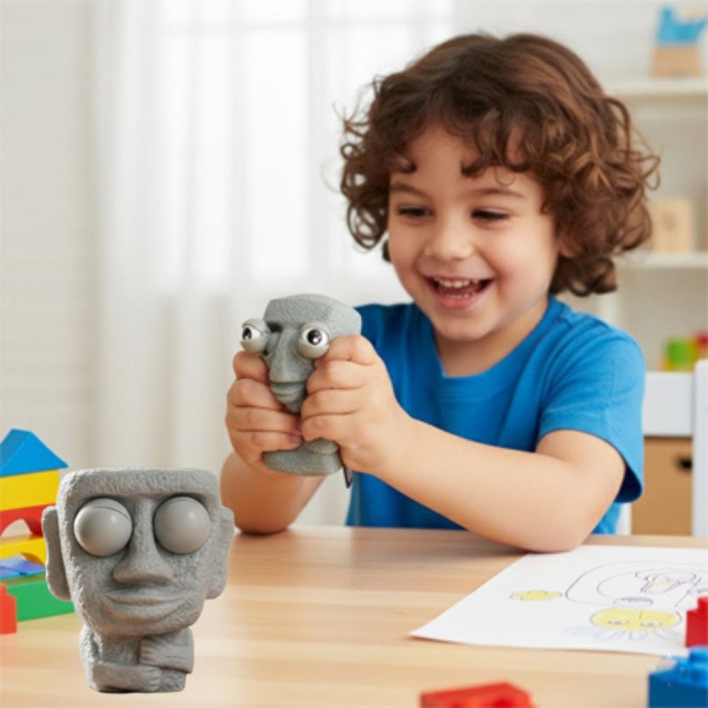 balle anti stress enfant stone man tête de pierre Big eyes