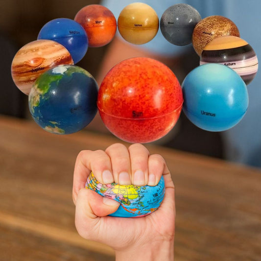 balle anti stress globe terrestre et 10 planètes du système solaire