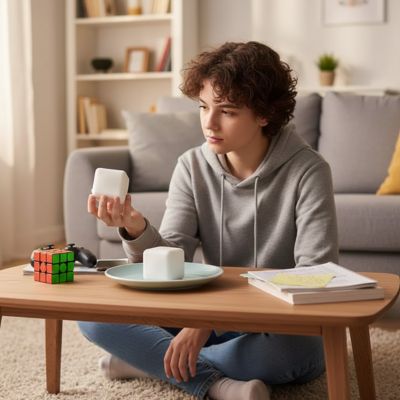 garder une balle anti stress près de soi calme la nervosité et aide à la concentration 