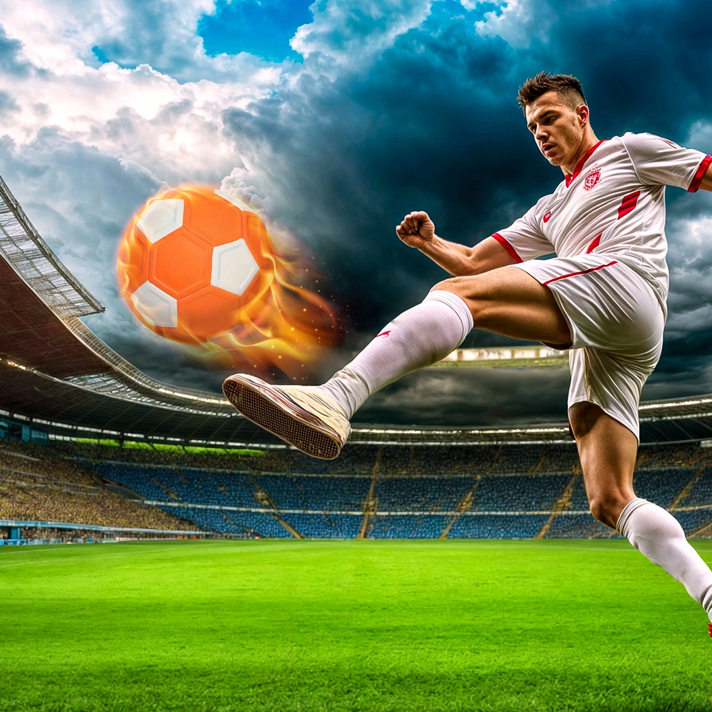 un joueur de foot professionnel utilise notre ballon fot pour améliorer ses techniques