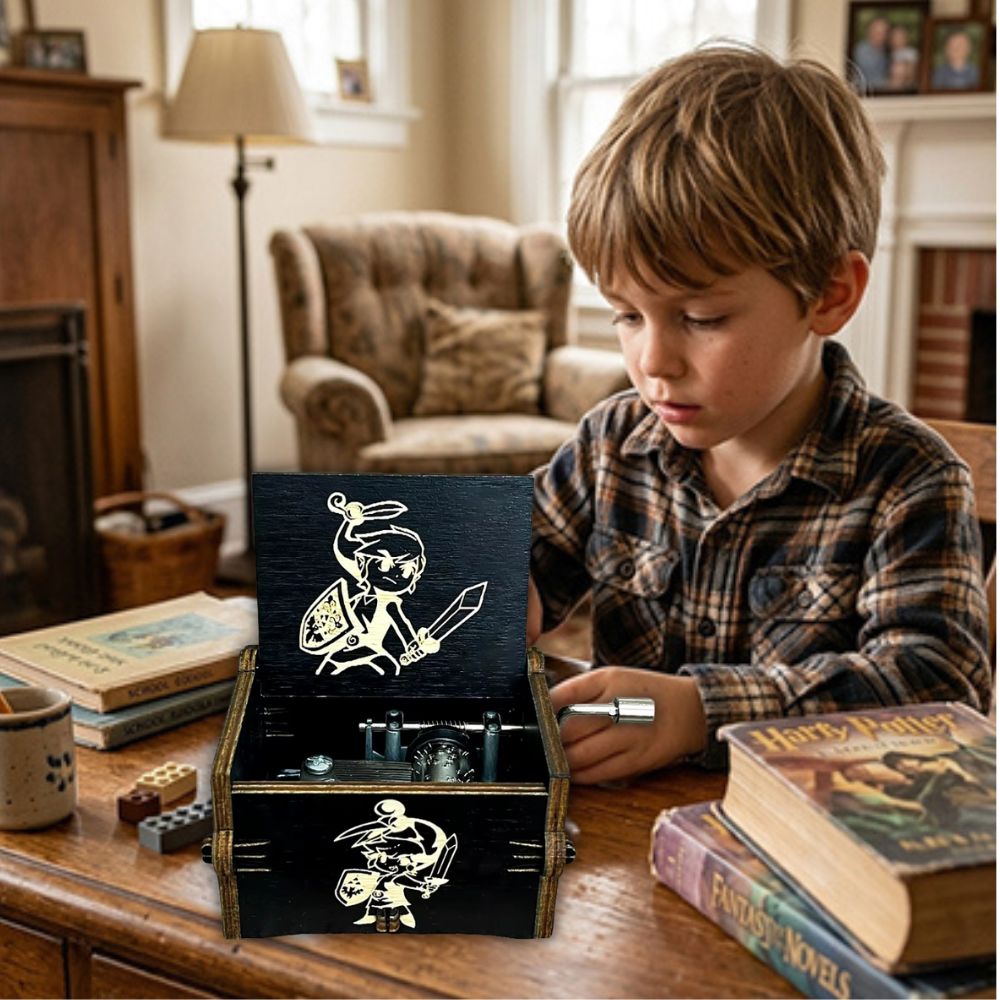 Boite a musiquede Zelda boitier 6cm en bois avec manivelle
