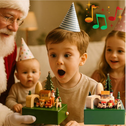 le Père Noël donne  une boite a musique enfant de Noel