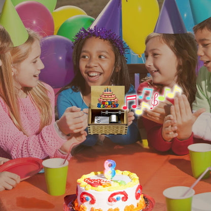 Boite a musique en bois avec manivelle chanson d'anniversaire