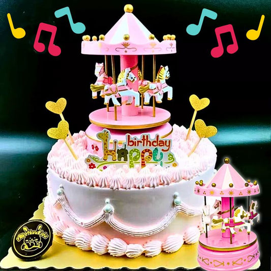 décorez le gateau avec un boite a musique carrousel rapide, facile et magnifique