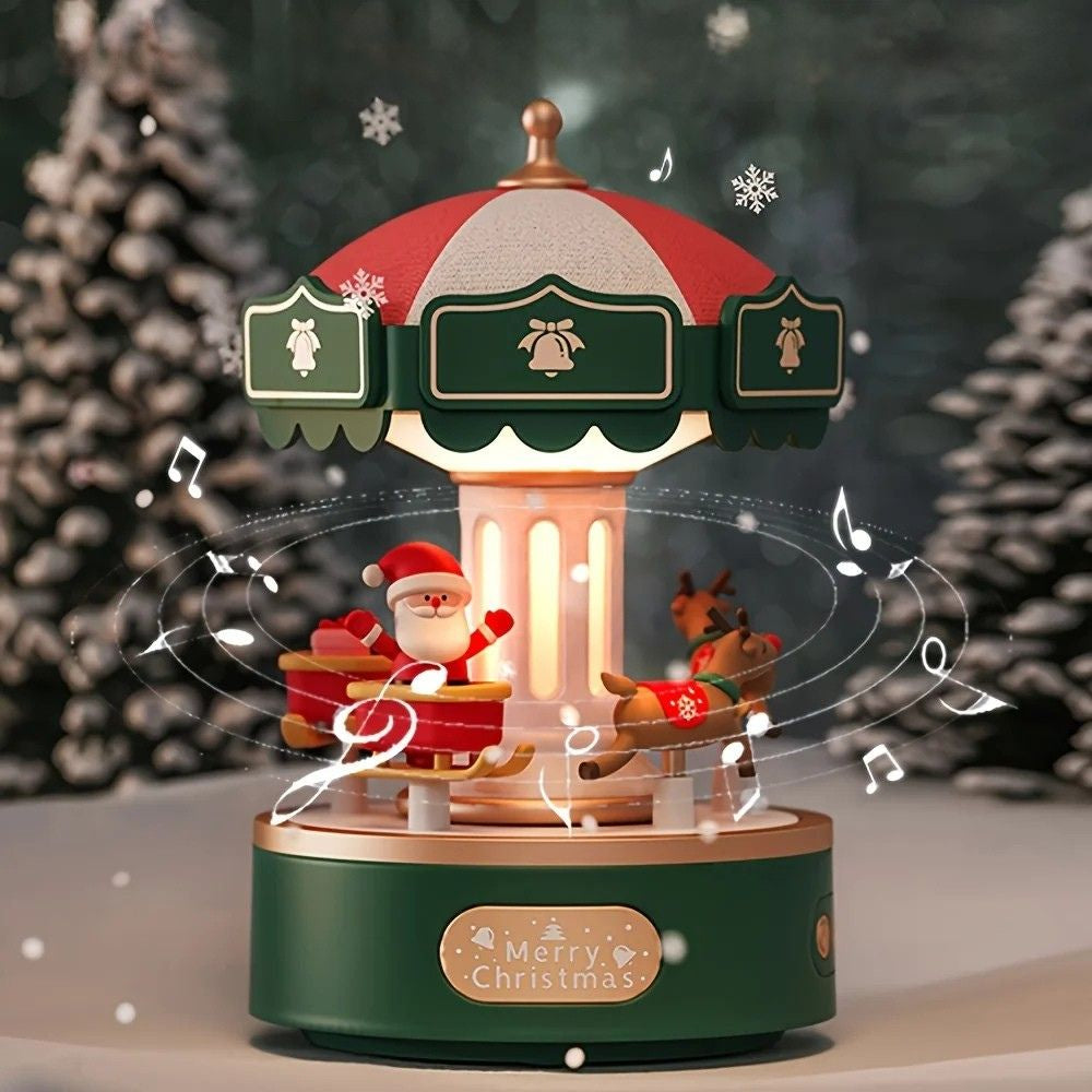 la boite a musique de nuit le carrousel du Père Noël pour des nuit paisible à la lueur d'une douce veilleusede nuit