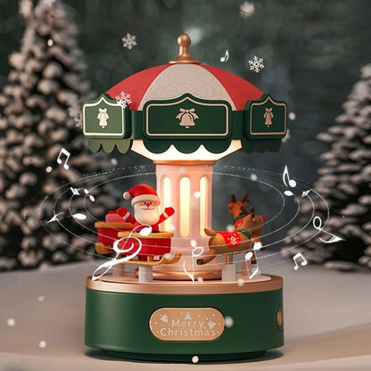 la boite a musique de nuit le carrousel du Père Noël pour des nuit paisible à la lueur d'une douce veilleusede nuit