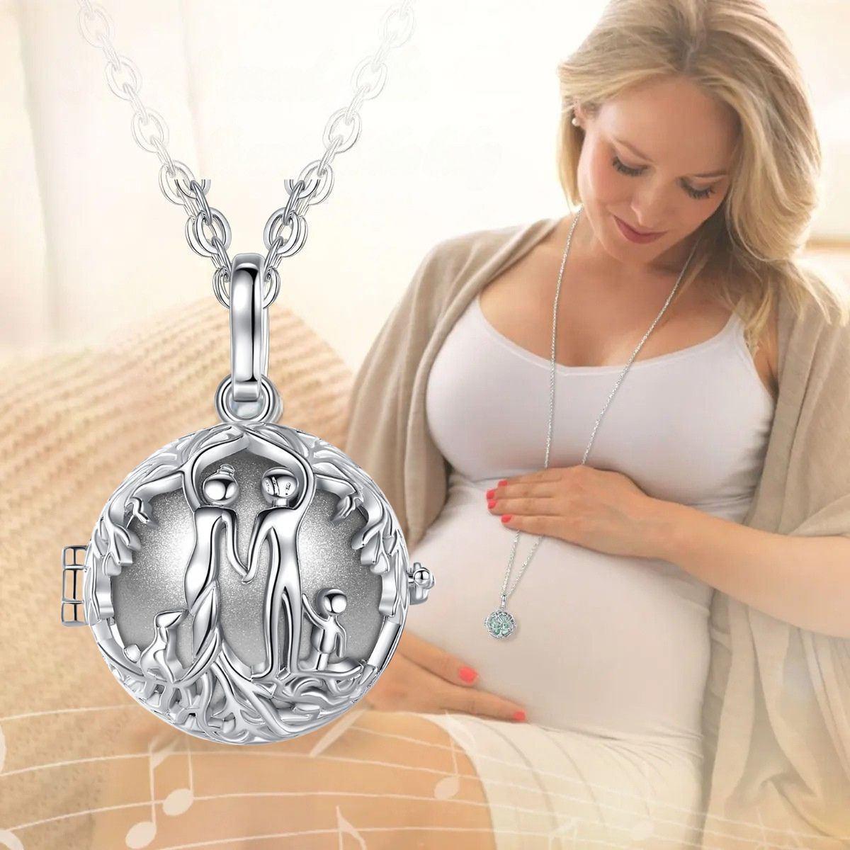 Bola de grossesse argent: La Famille 👨‍👩‍👦avec boule harmonie de 20mm👩🏻‍🍼🤰🏻 - JEUX - FOCUS