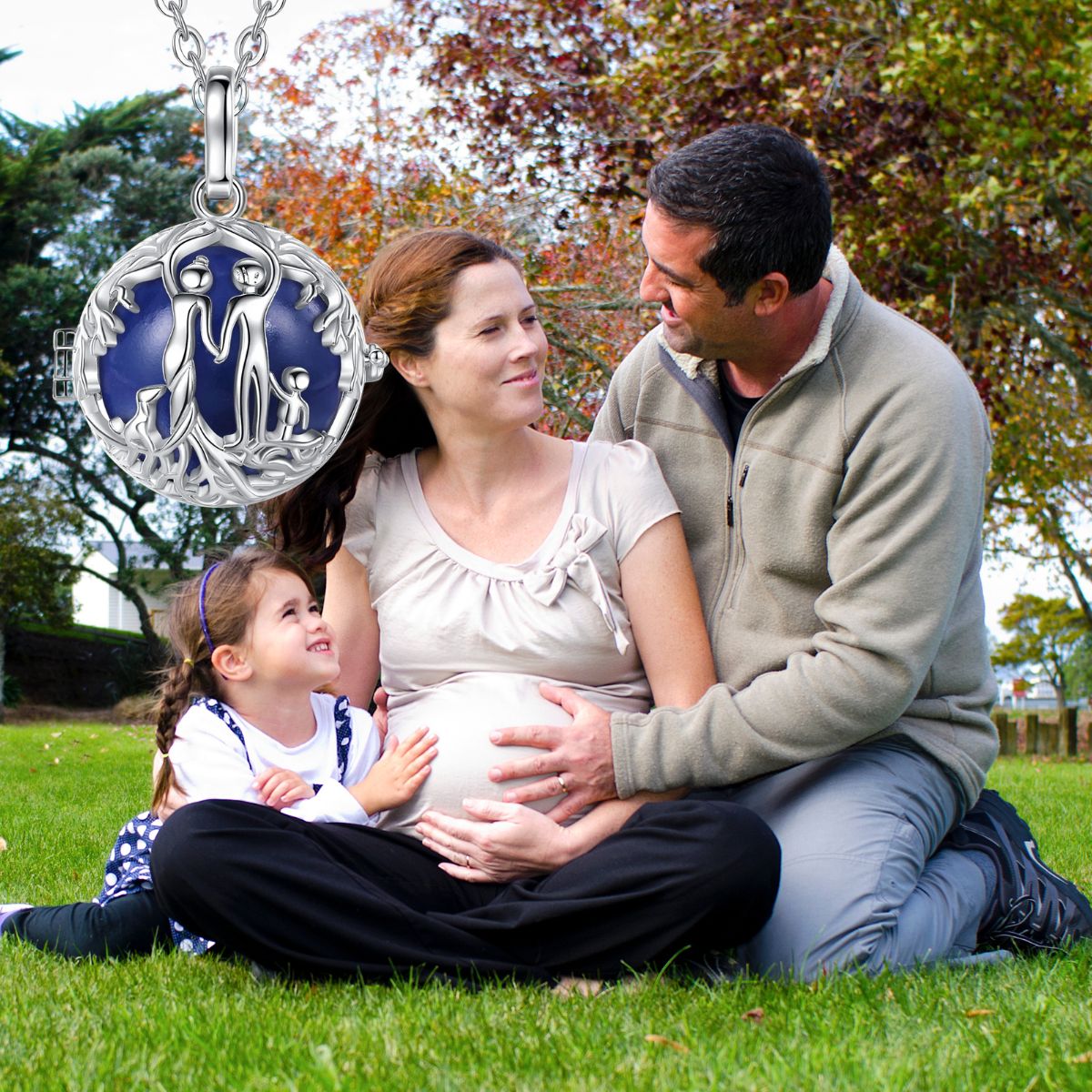 Bola de grossesse argent: La Famille 👨‍👩‍👦avec boule harmonie de 20mm👩🏻‍🍼🤰🏻 - JEUX - FOCUS