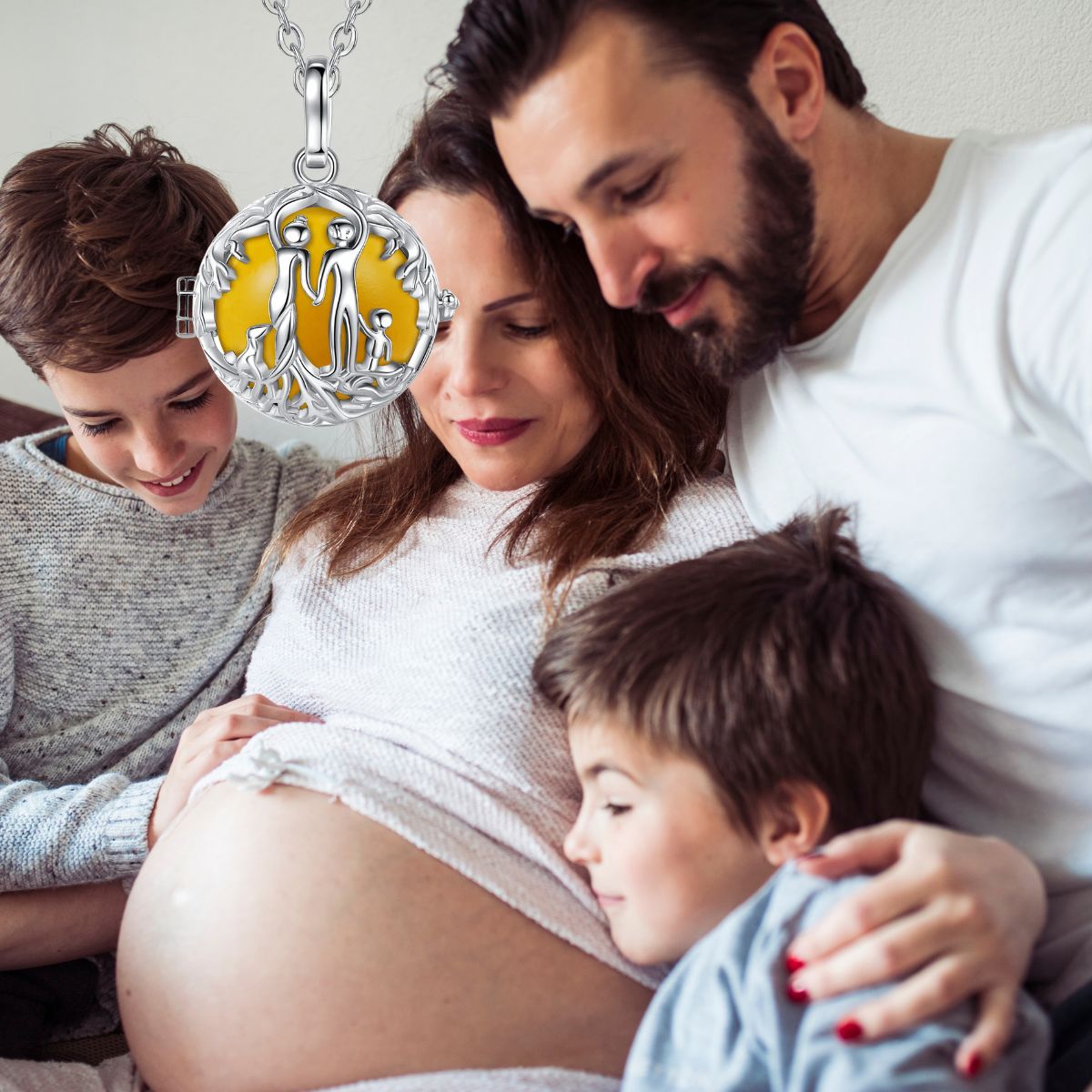 Bola de grossesse argent: La Famille 👨‍👩‍👦avec boule harmonie de 20mm👩🏻‍🍼🤰🏻 - JEUX - FOCUS