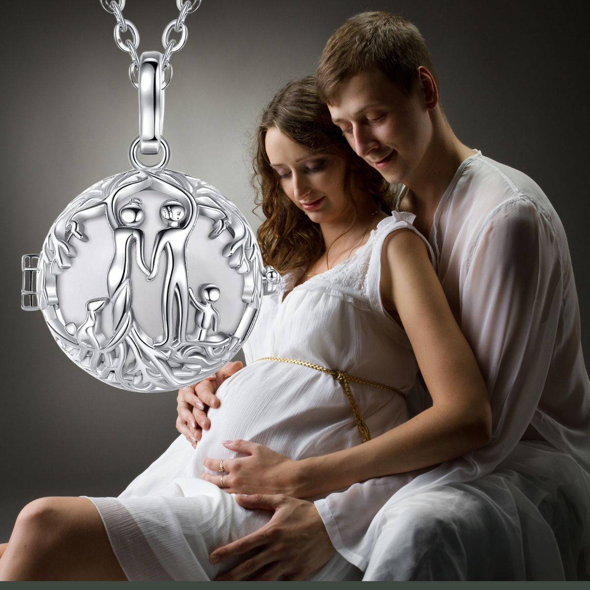 Bola de grossesse argent: La Famille 👨‍👩‍👦avec boule harmonie de 20mm👩🏻‍🍼🤰🏻 - JEUX - FOCUS